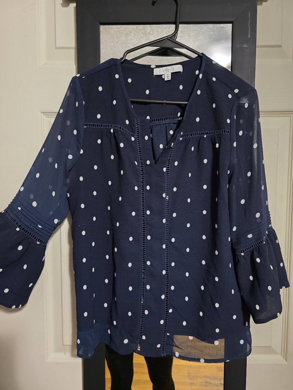 Navy Polka Dot Blouse - Lightweight Women's Top